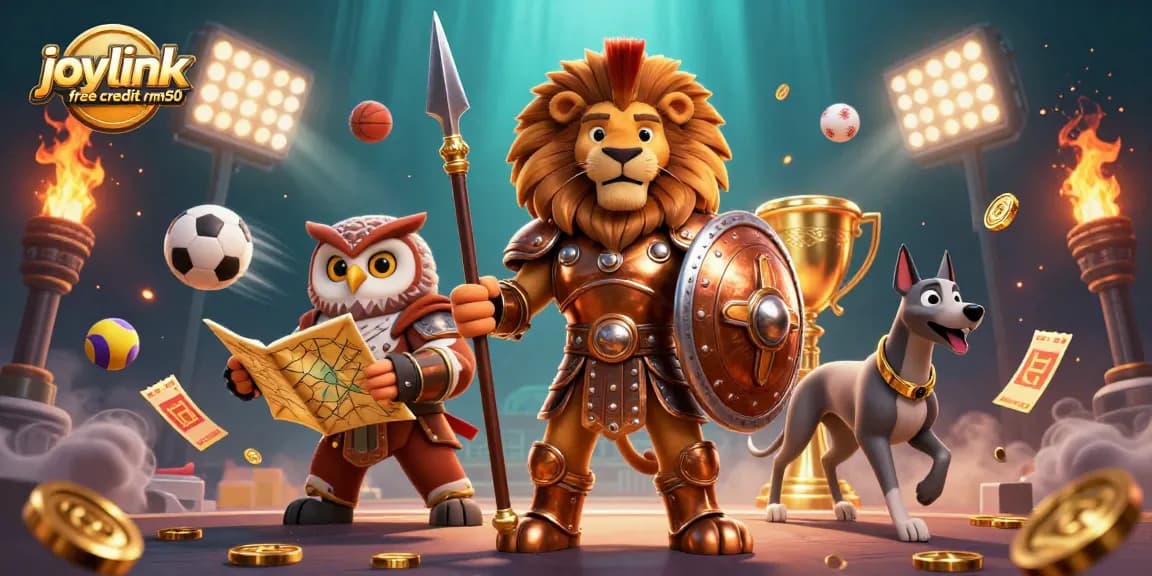 Experience the thrill of gaming with joylink free credit rm50 in this vibrant 3D casino scene.