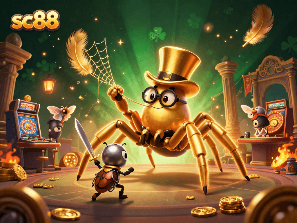 Experience creativity with sc88 in a vibrant 3D casino scene filled with captivating characters.