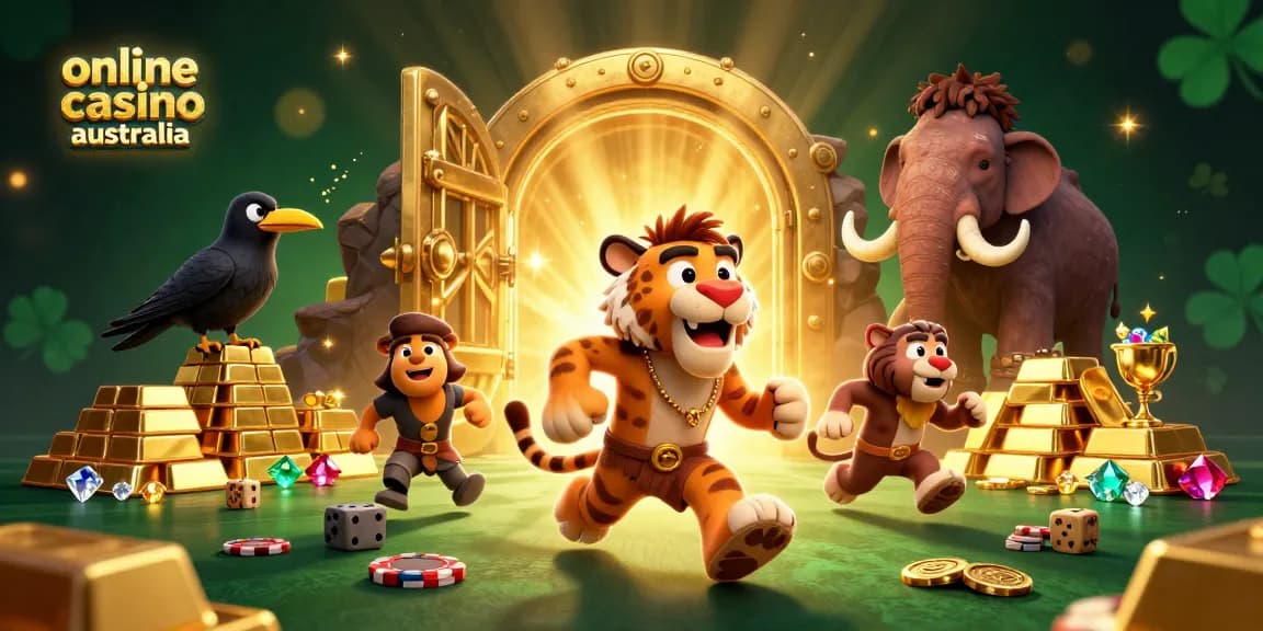 Experience the thrill of online casino Australia with a vibrant prehistoric gaming scene featuring a sabertooth duo.