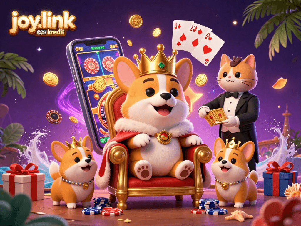Experience exciting wins with joy.link free kredit in this vibrant 3D casino scene.