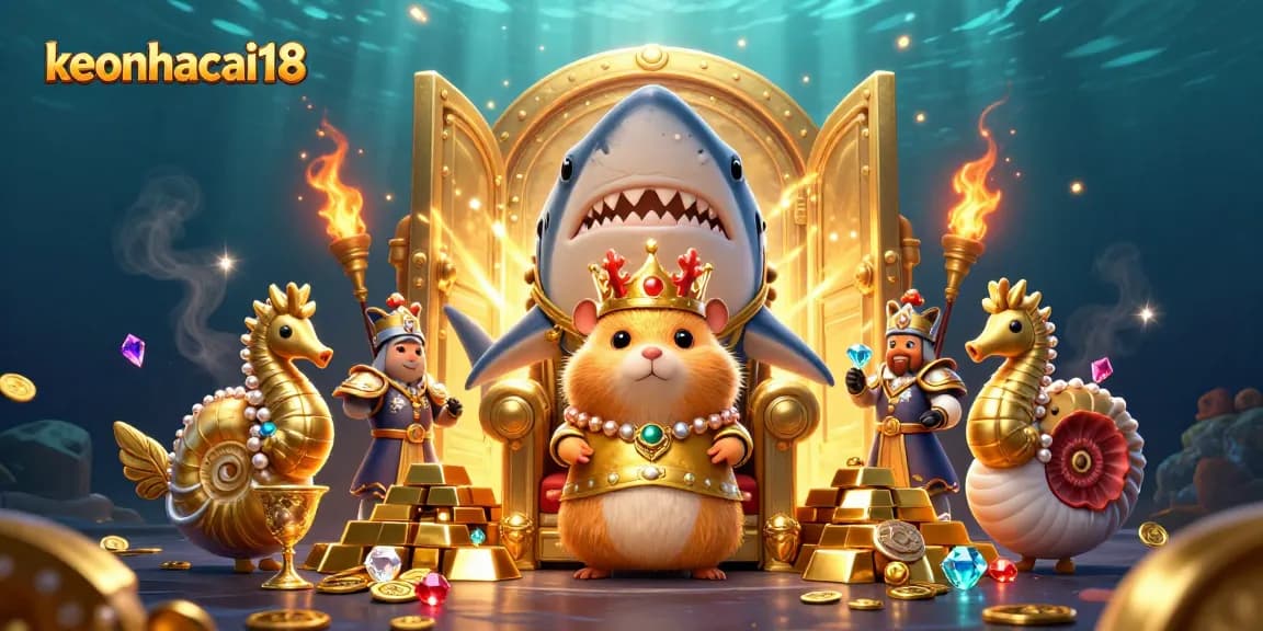 Engage with keonhacai18 as the golden hamster king rules a vibrant underwater casino realm.