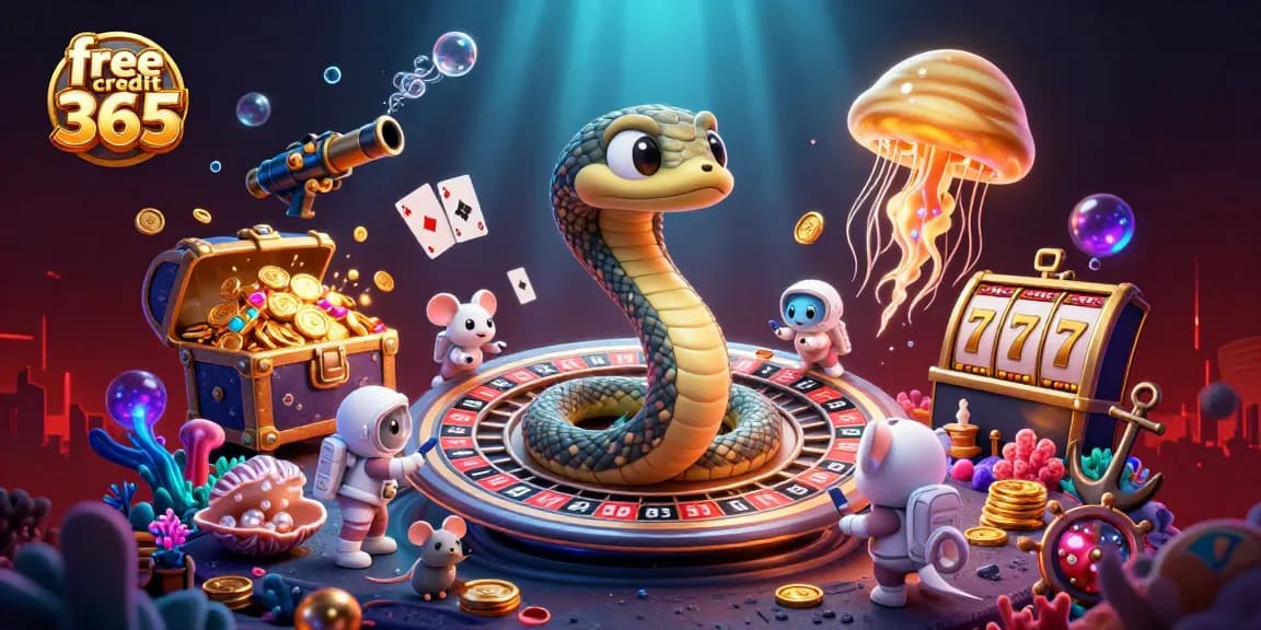 Experience winnings with free credit 365 at engaging casino games featuring vibrant characters.
