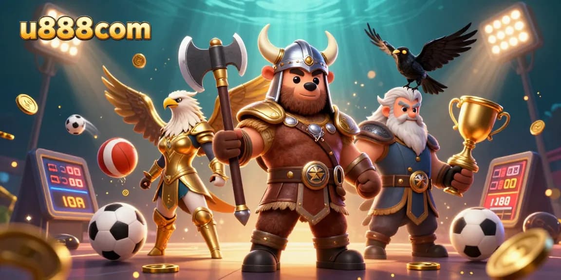 Experience thrilling gameplay at u888com with an action-packed casino atmosphere featuring Vikings and sports elements.
