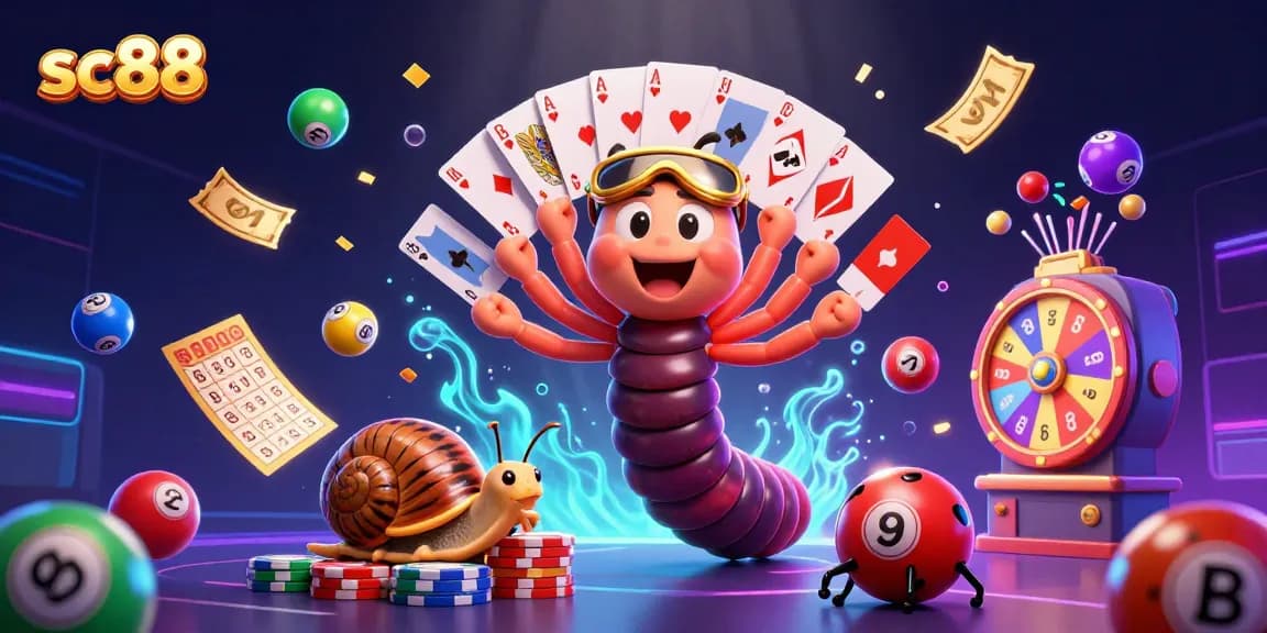Experience thrilling gaming excitement with SC88's vibrant casino atmosphere featuring lively characters and colorful game elements.
