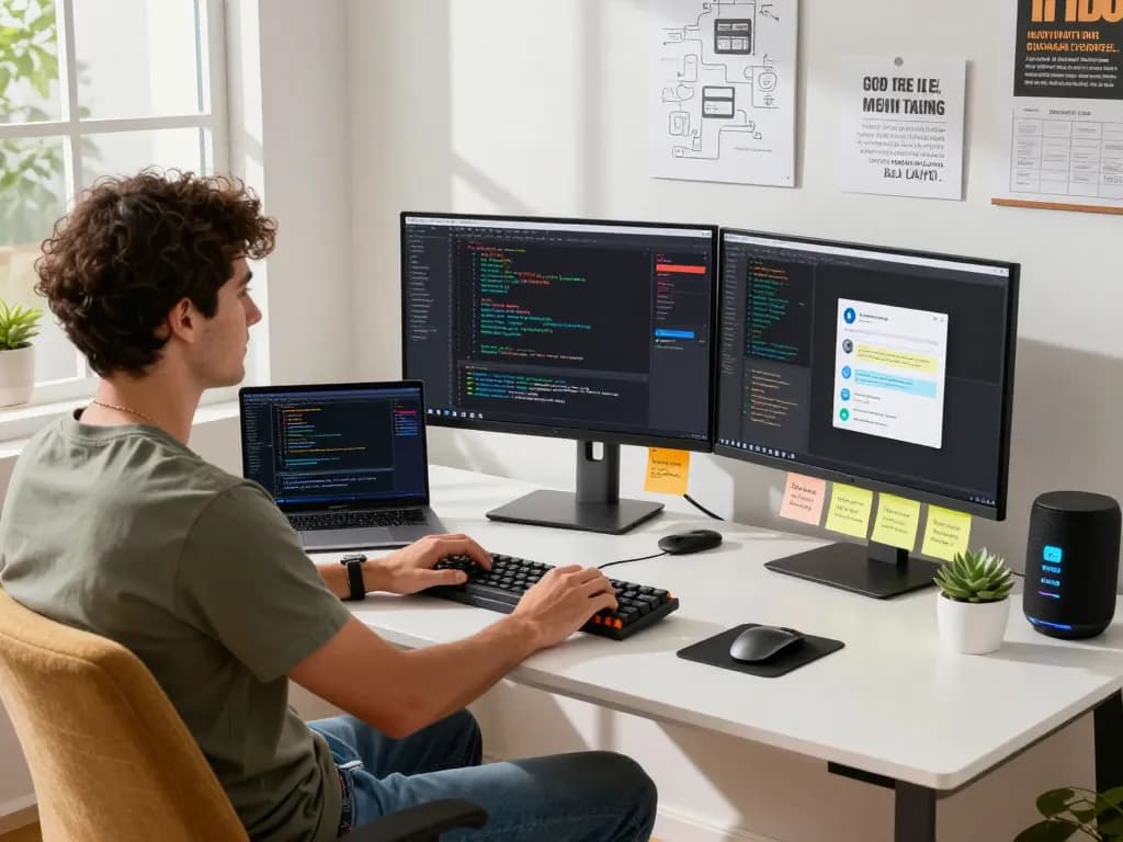 Dynamic developer workspace with Clawdbot interface, showcasing coding and collaboration activities.