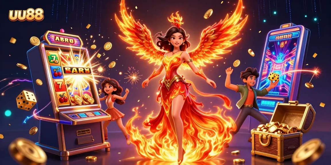 Spin exciting jackpots with uu88's vibrant 3D casino scene filled with action and rewards.