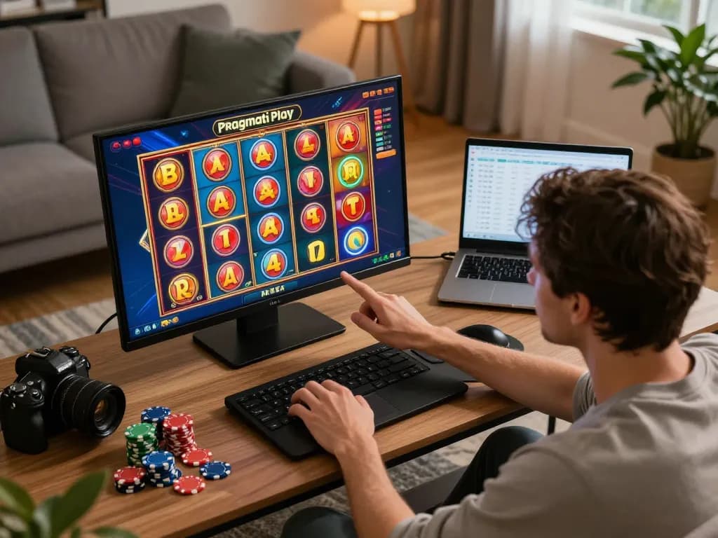 Engaging online gaming session for Pragmati Play slots with colorful reels in focus.