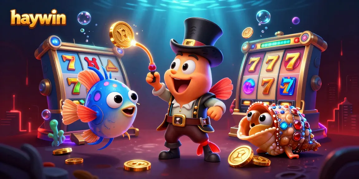 Haywin's vibrant casino adventures with glowing deep-sea creatures, immersive slot game elements