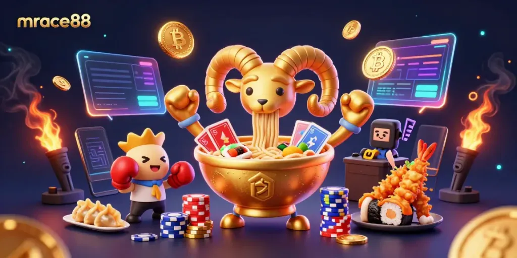 Engage with the exciting world of mrace88 featuring a vibrant 3D casino scene.