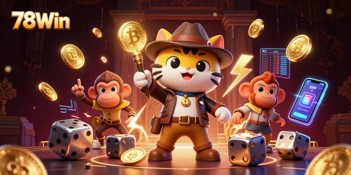 Experience 78Win in a vibrant treasure hunt with a cat archaeologist, exciting artifacts, and cryptocurrencies.