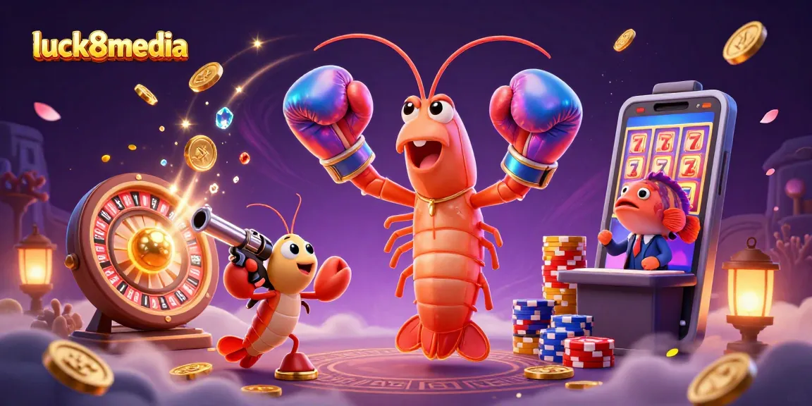 Experience excitement at luck8media with an energetic 3D casino scene featuring vibrant characters and gaming elements.