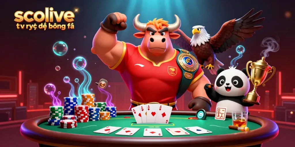 Experience high-stakes action with socolive tv trực tiếp bóng đá featuring vibrant characters amid a bustling poker scene.