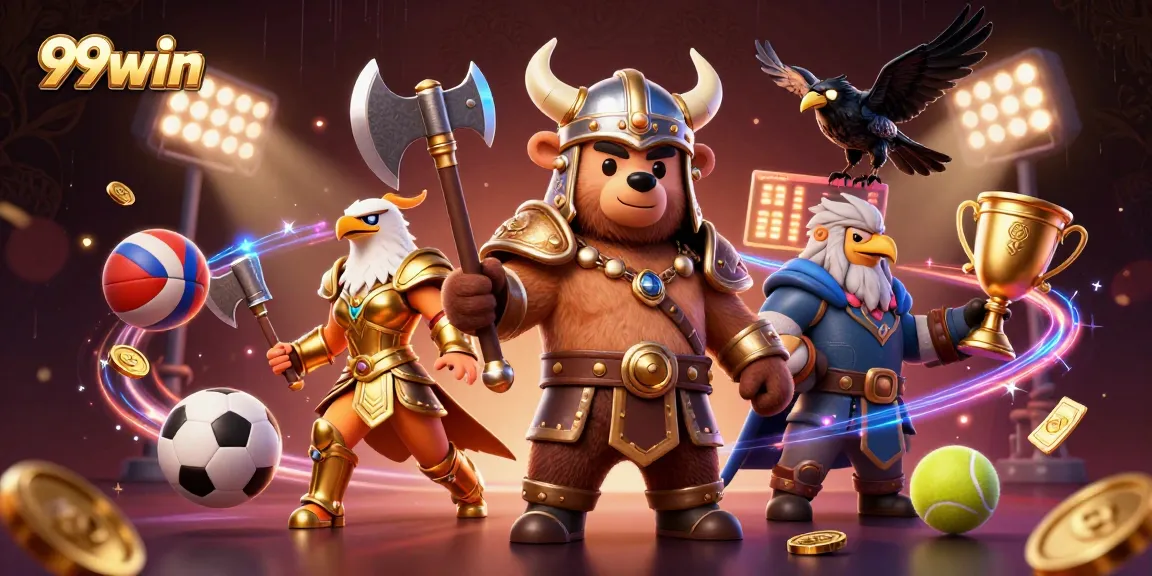 Bet on your luck with 99win at the casino featuring dynamic gaming elements and characters.