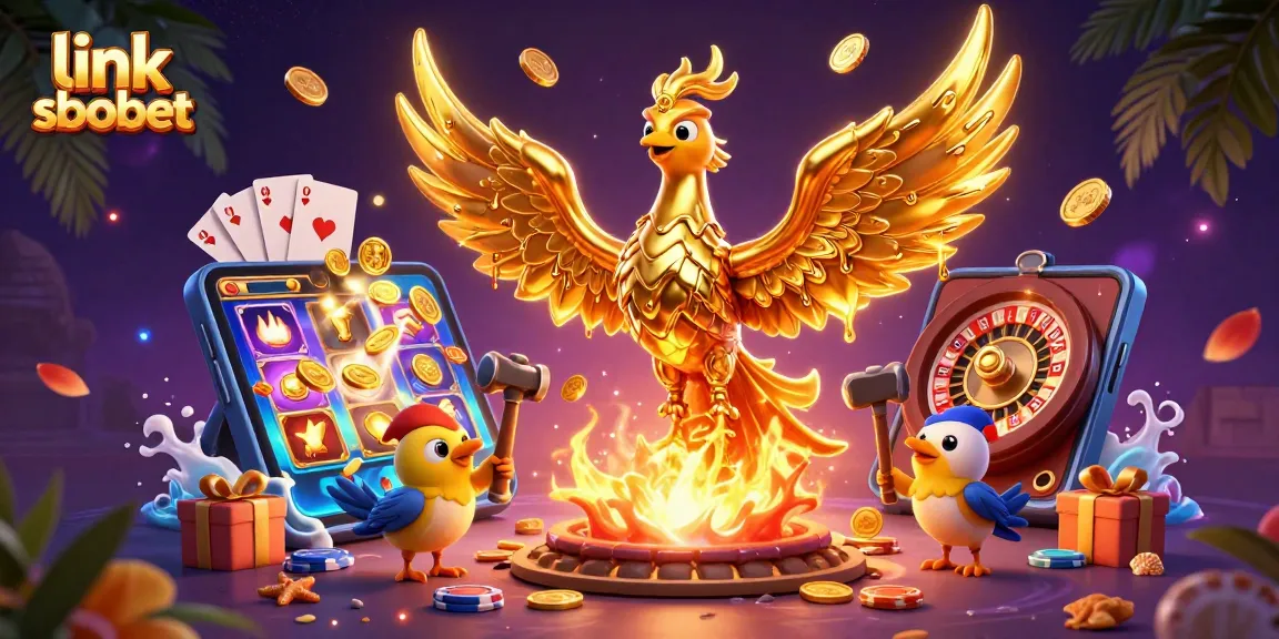 Experience thrilling gaming with link sbobet featuring a molten metal phoenix and dynamic casino elements.