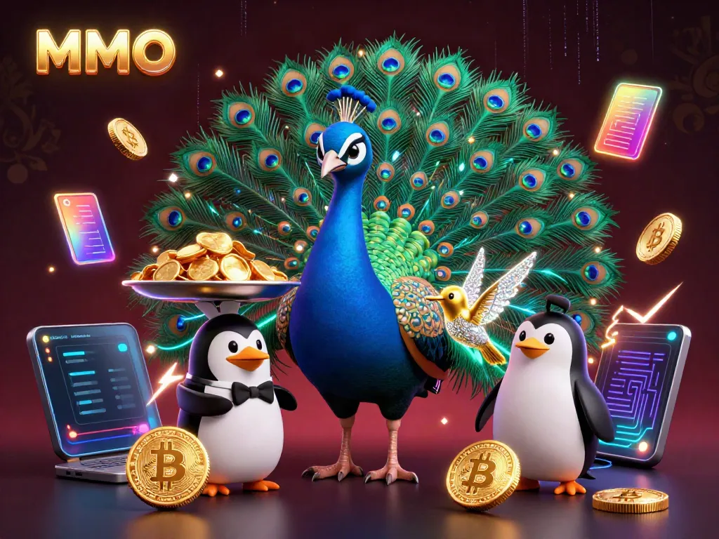Win big at MMOO with a charismatic peacock, a penguin butler, and a hummingbird, celebrating casino thrills.