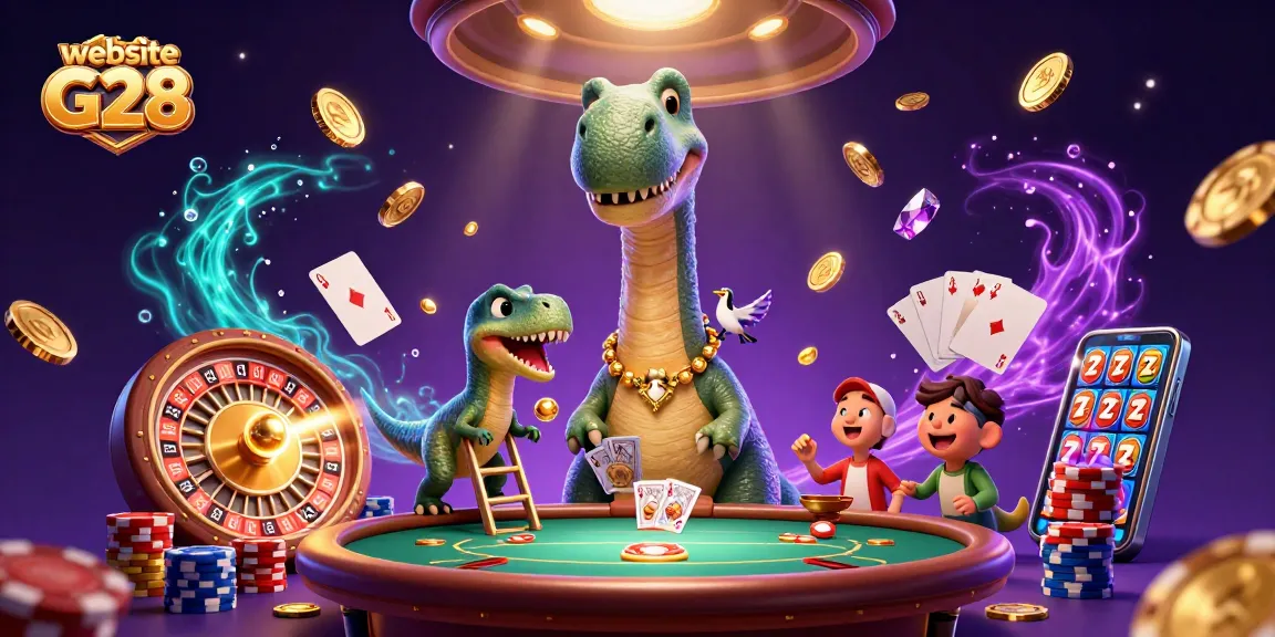 Engage with thrilling gameplay inspired by website G28, featuring a whimsical casino scene.