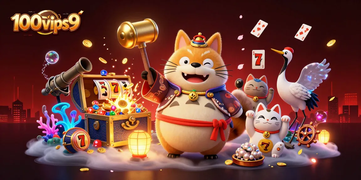Experience the thrill of winning with 100vips9 in this vibrant 3D casino illustration.