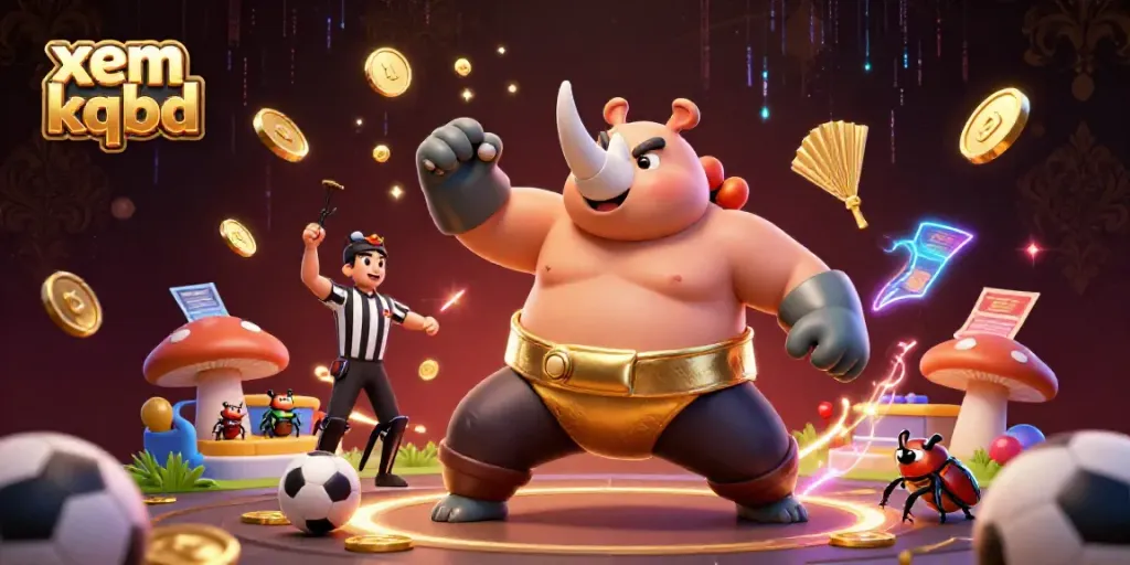 Experience xem kqbd live scores as the champion beetle sends golden coins flying in a vibrant scene.