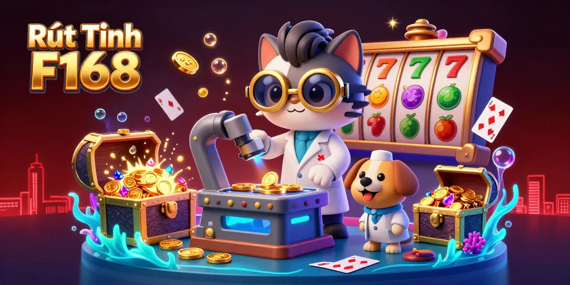 Engage with Rút Tiền F168's thrilling jackpot scene featuring vibrant slot reels and exciting casino elements.