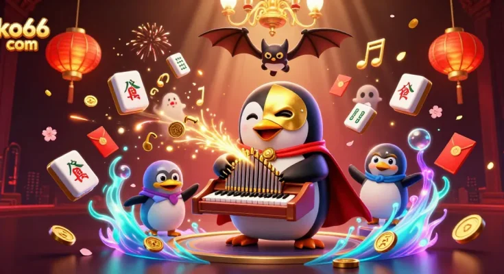 Experience thrilling gameplay at ko66 com with an entertaining 3D casino illustration featuring dynamic characters and elements.