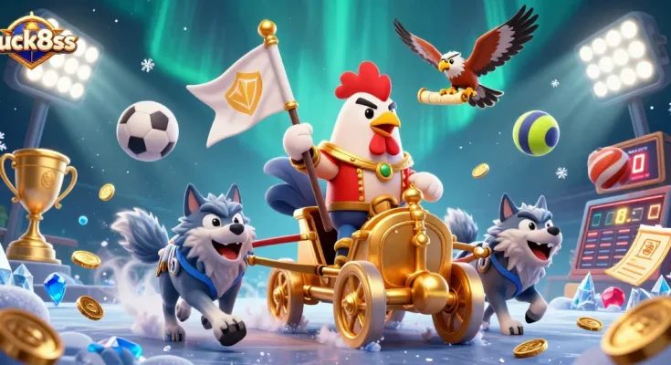 Experience thrill with luck8ss as the cartoon rooster warlord leads an epic casino adventure.