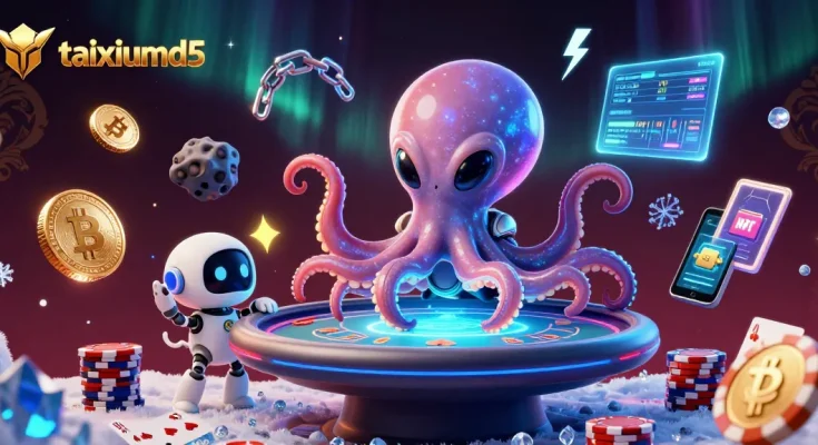 Join the fun at taixiumd5 with a vibrant alien octopus and poker action!