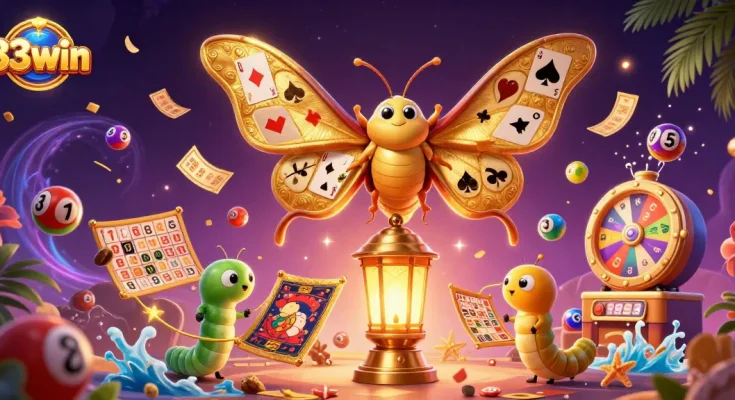 Spin and win big at 33win with colorful lottery elements and vibrant casino scenes
