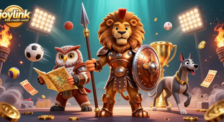 Experience the thrill of gaming with joylink free credit rm50 in this vibrant 3D casino scene.