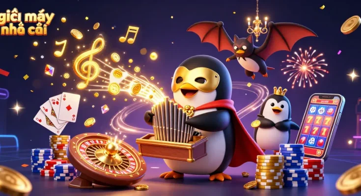 Experience excitement with giải mã nhà cái as the penguin maestro conducts winning plays amidst golden coins.